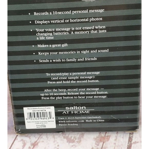 Salton At Home Recordable Memories 4"x6" Picture Frame 10 Second Message - Picture 8 of 11